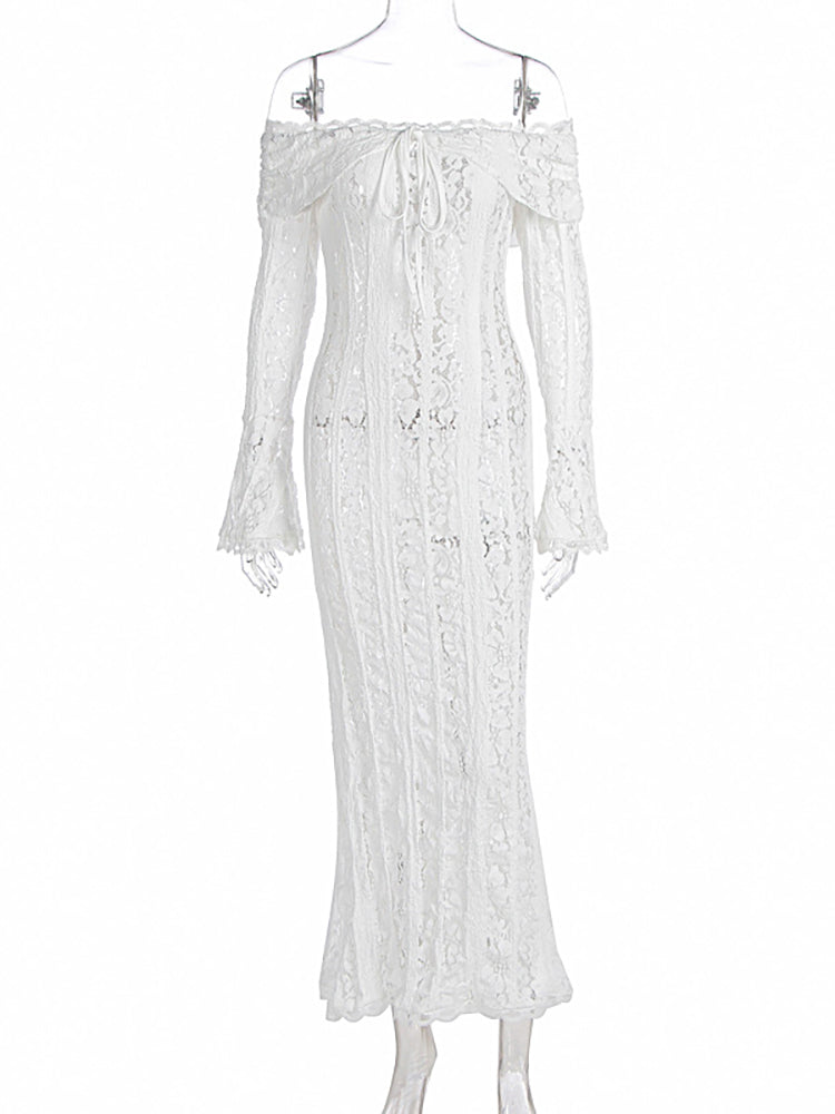 Off Shoulder Lace Maxi Dress