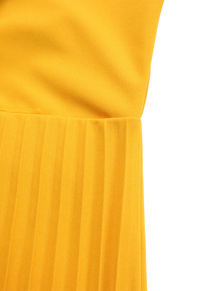 Tie Waist Pleated Midi Dress