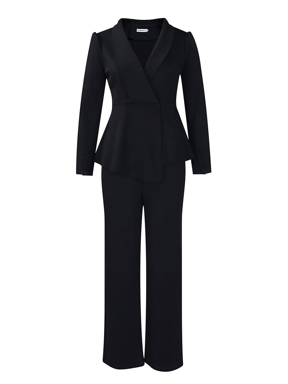 Tailored Lapel Peplum Blazer Pants Set