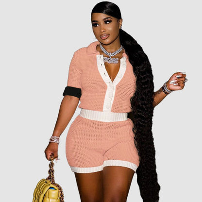 Conjunto de pantalón corto de color liso