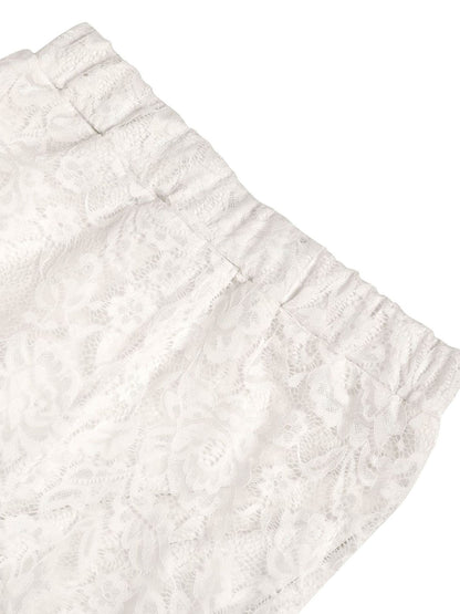 Lace Ruffle Trim Flared Pants