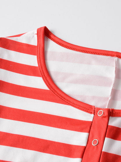 Christmas Striped Print Long Sleeve Jumpsuit