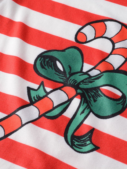 Christmas Striped Print Long Sleeve Jumpsuit