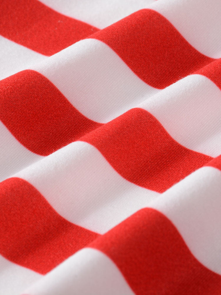 Christmas Striped Print Long Sleeve Jumpsuit