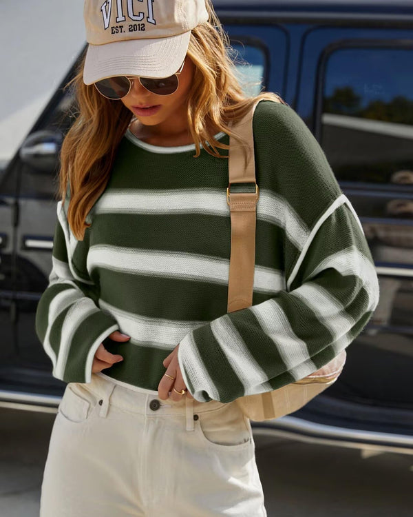 Knit Striped Long Sleeve Pullover