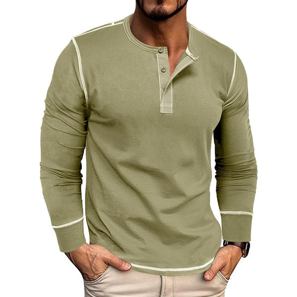 Men Long Sleeve Button Cotton Shirt