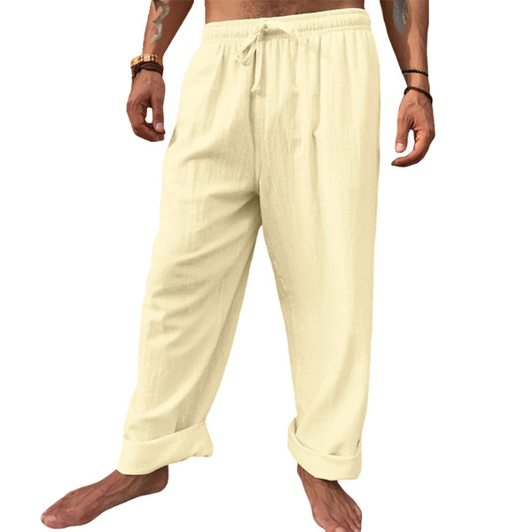 Mens Linen Drawstring Long Pants