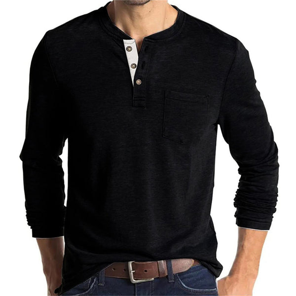 Camisas Henley de manga larga para hombre