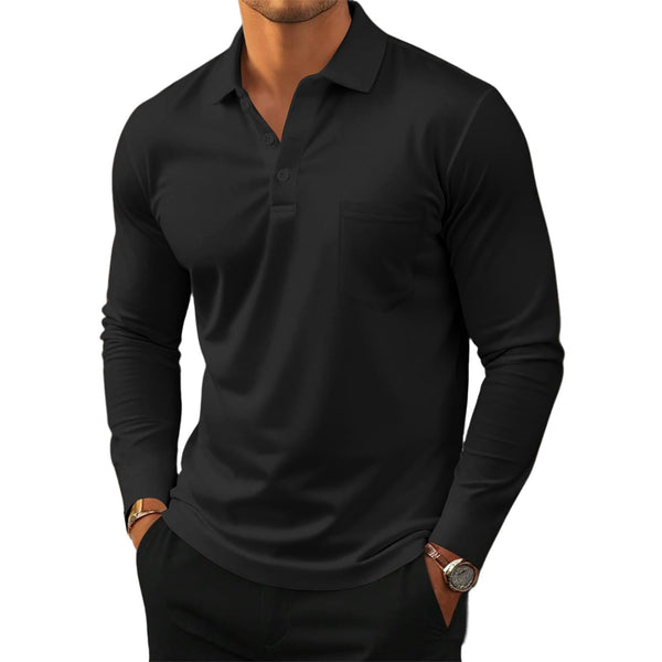 Mens Button Long Sleeve Polo Shirts