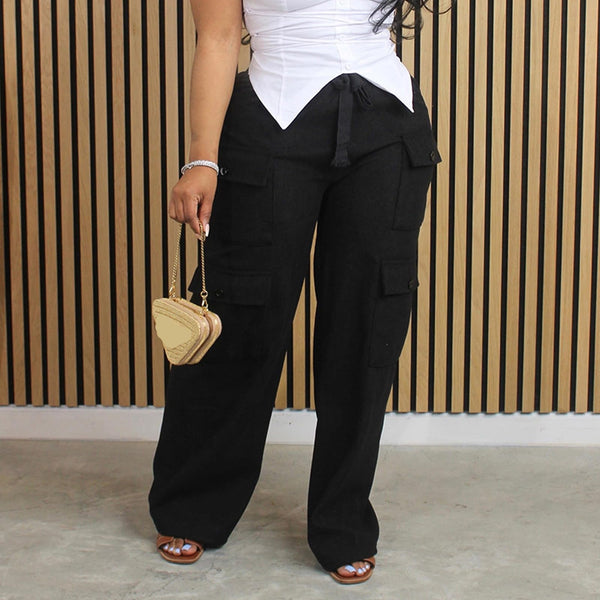 Corduroy High Waisted Baggy Cargo Pants