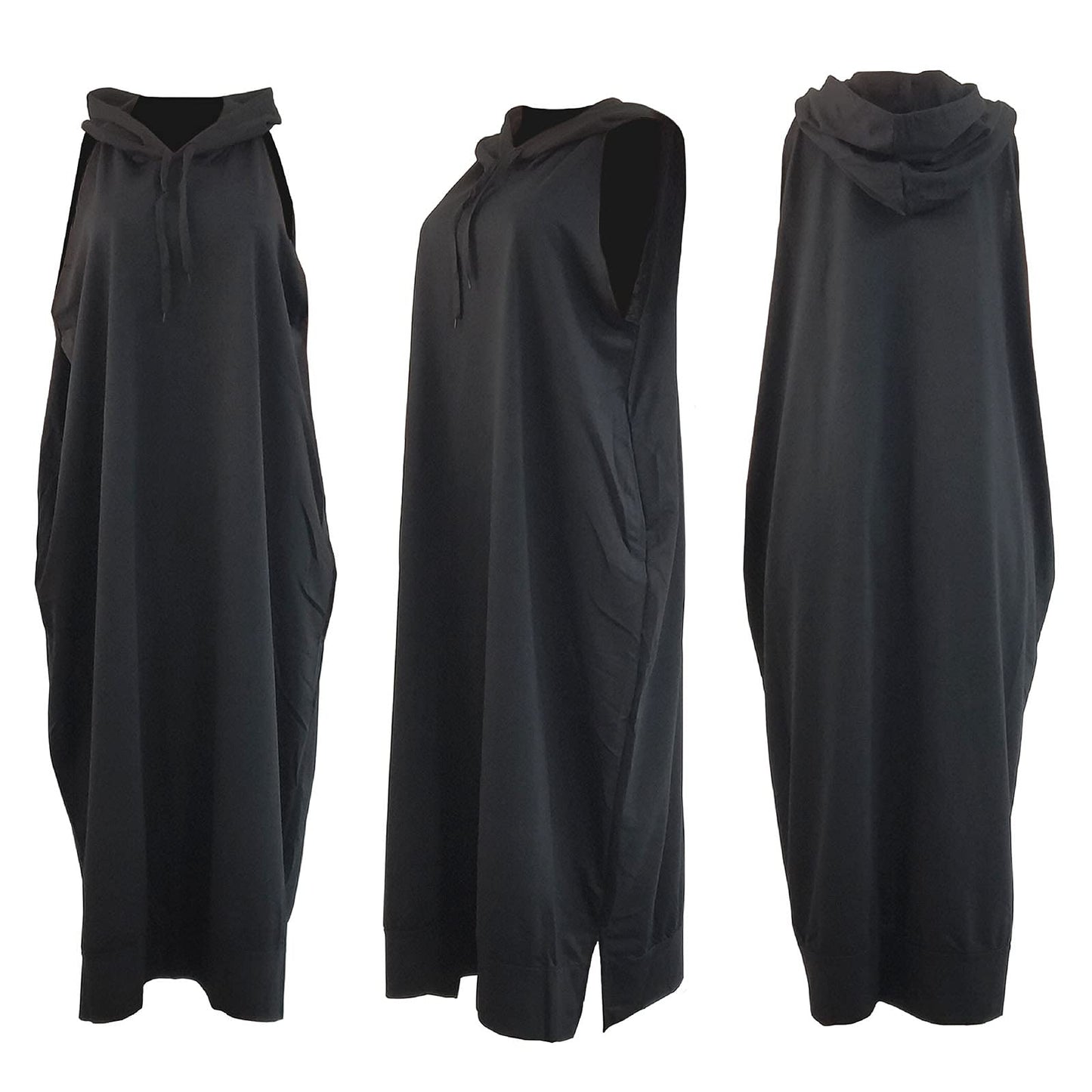 Vestido midi sin mangas con capucha y bolsillo