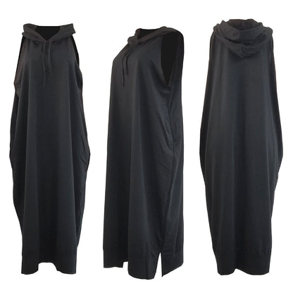Vestido midi sin mangas con capucha y bolsillo