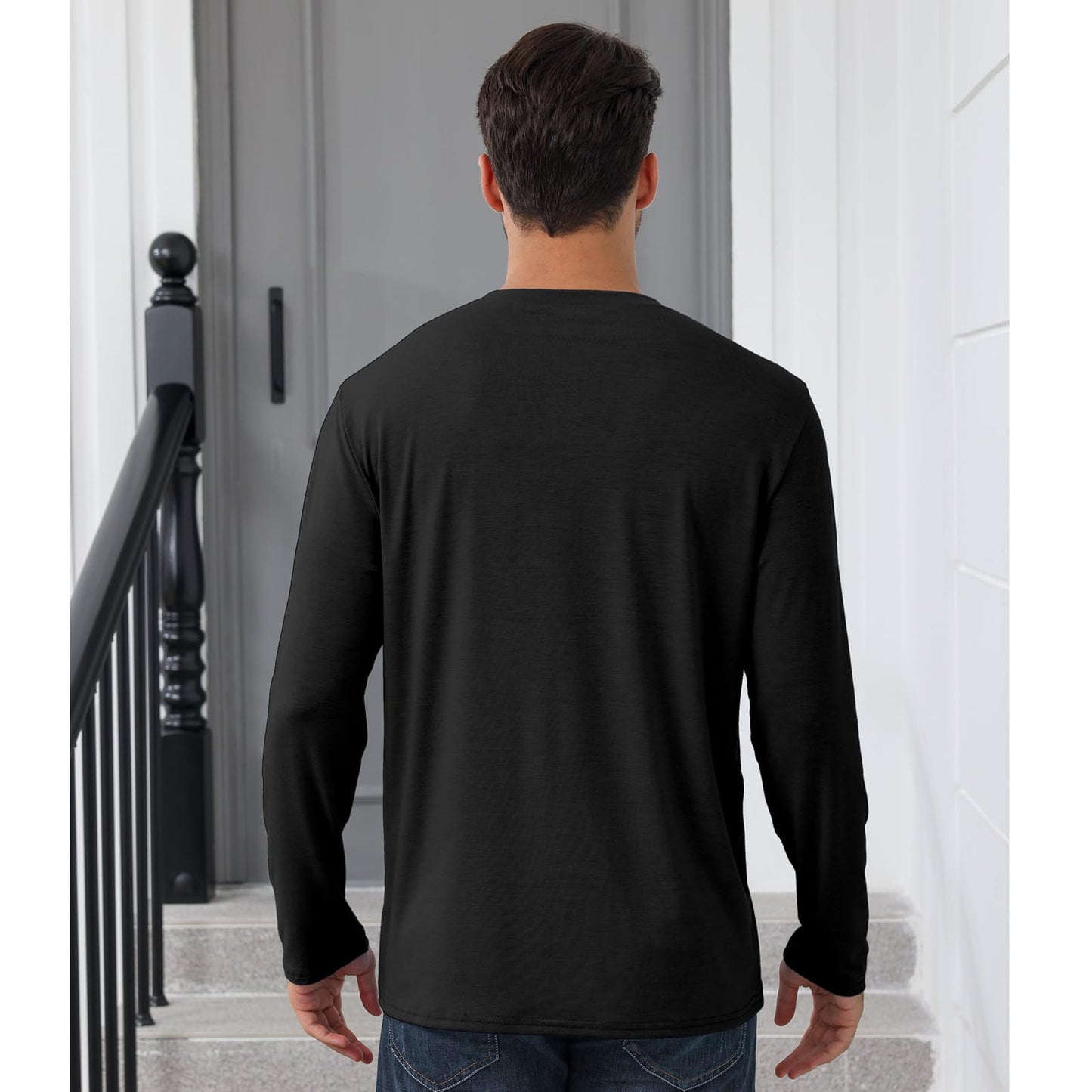 Mens Long Sleeve Soild Button Top