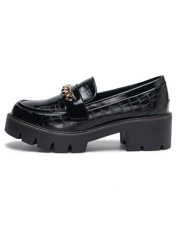 Leather Chunky Platform Flats