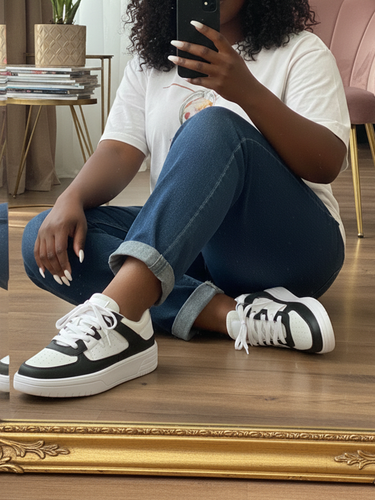 Colorblock Platform Lace-Up Sneakers