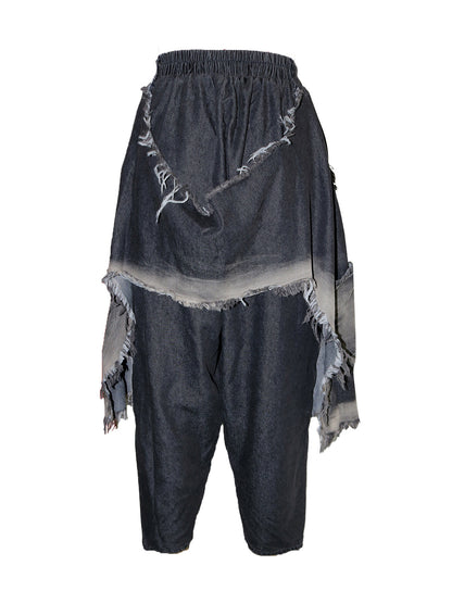 Distressed  Denim Harem Pants