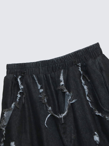 Distressed  Denim Harem Pants