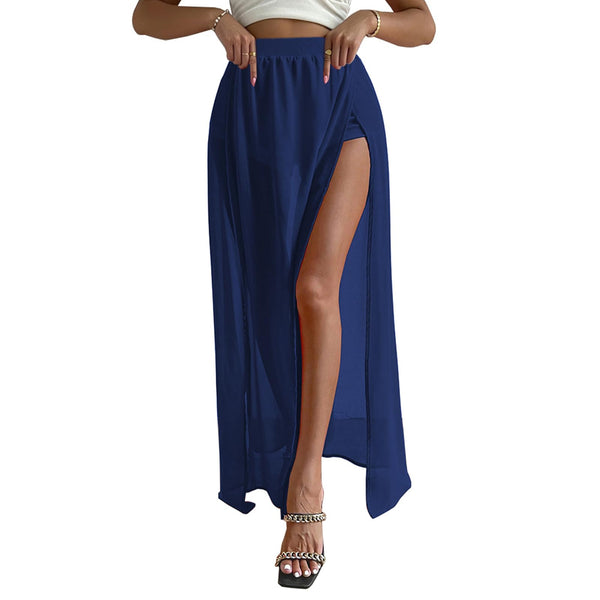 Mesh Swimsuit Cover Up Slit Skirts