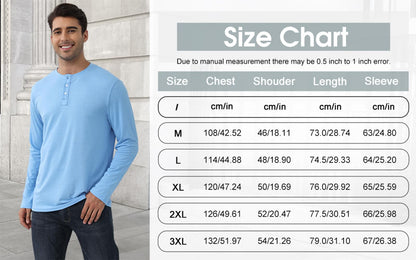 Mens Long Sleeve Soild Button Top