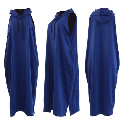 Vestido midi sin mangas con capucha y bolsillo
