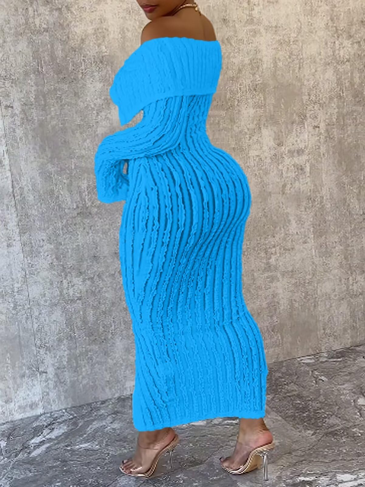 Off Shoulder Down Slit Bodycon Dress