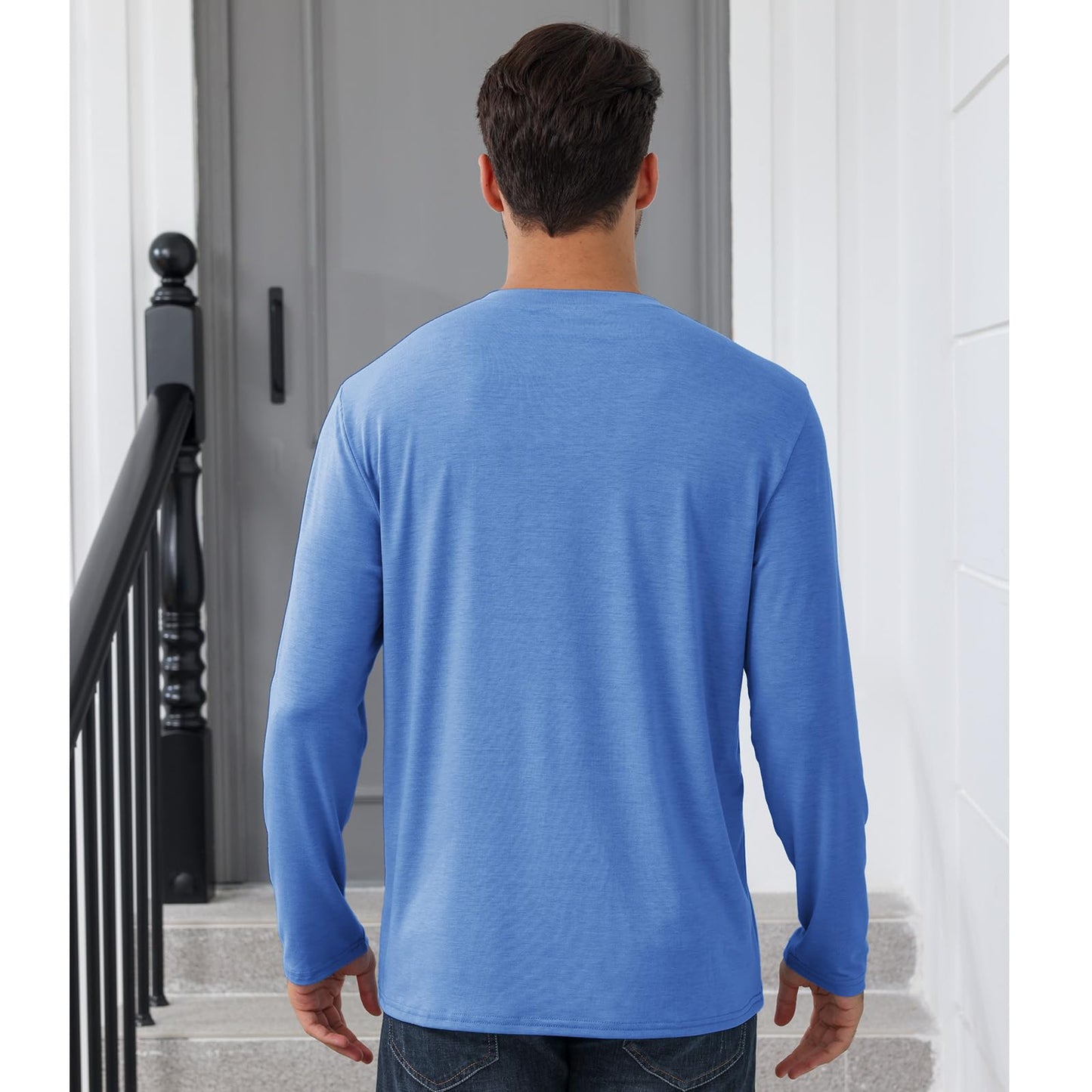 Mens Long Sleeve Soild Button Top