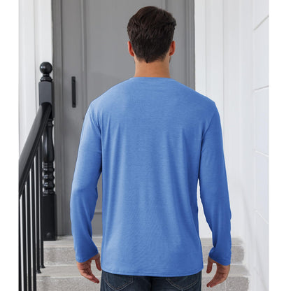 Mens Long Sleeve Soild Button Top