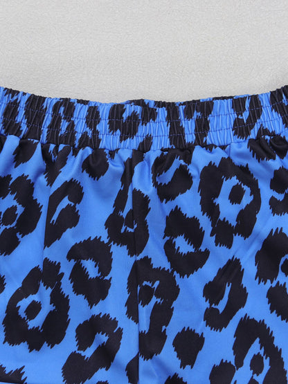 Two Pieces Print Lace-Up Cargo Pants Set