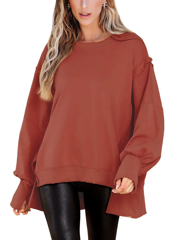 Crew Neck Long Sleeve Pullover Top