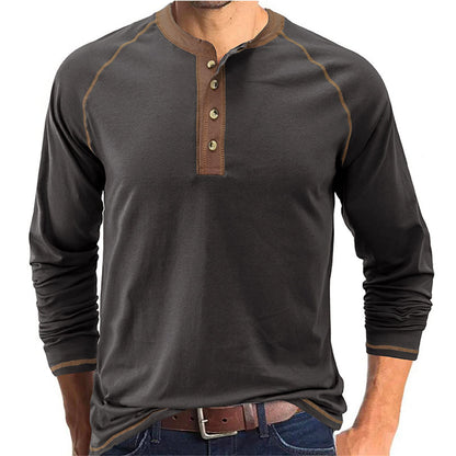 Mens Long Sleeve Thermal Underwear Henley Top