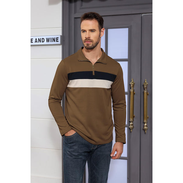 Mens Quarter Zipper Long Sleeve Shirt