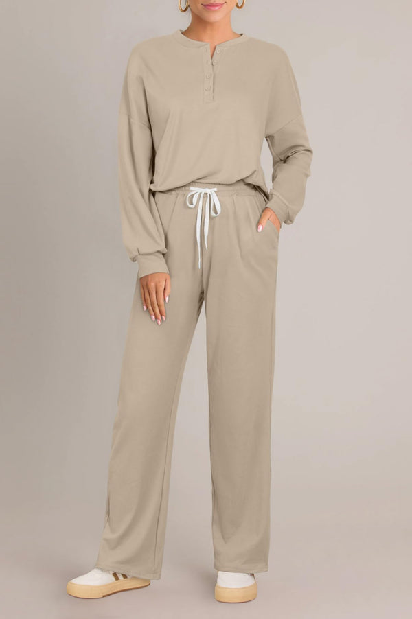 Two Piece Button Sweatshirt and Pants