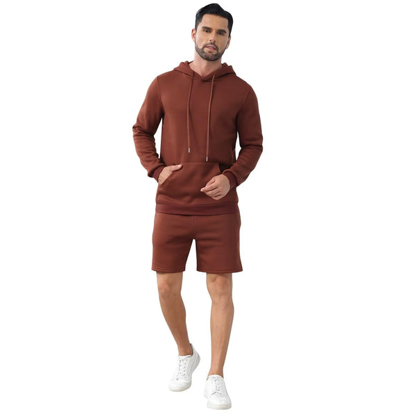 Mens Two Piece Hooded Shorts Set