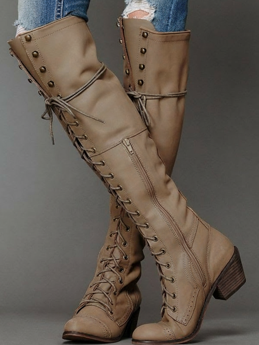 Lace-Up Over-the-Knee Boots