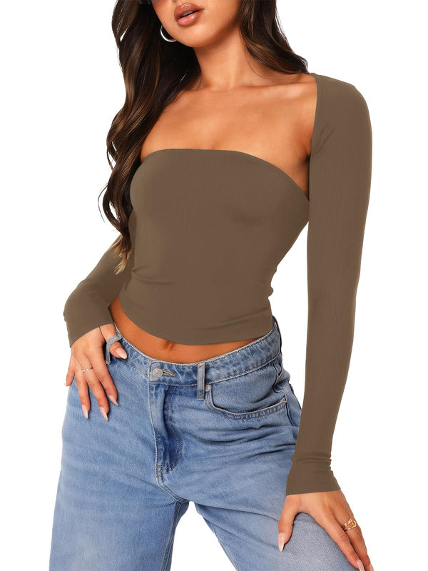 Two Piece Long Sleeve Shrug Set Tube Top