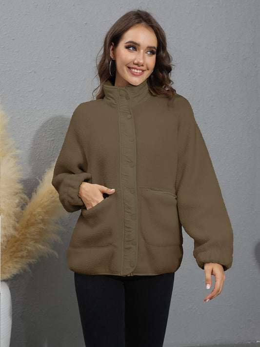 Long Sleeve Button Donw Fleece Jackets