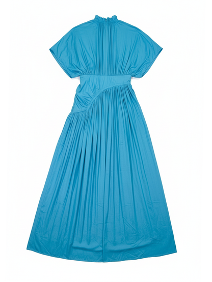 Elegant Pleated Drawstring Waist Maxi Dress