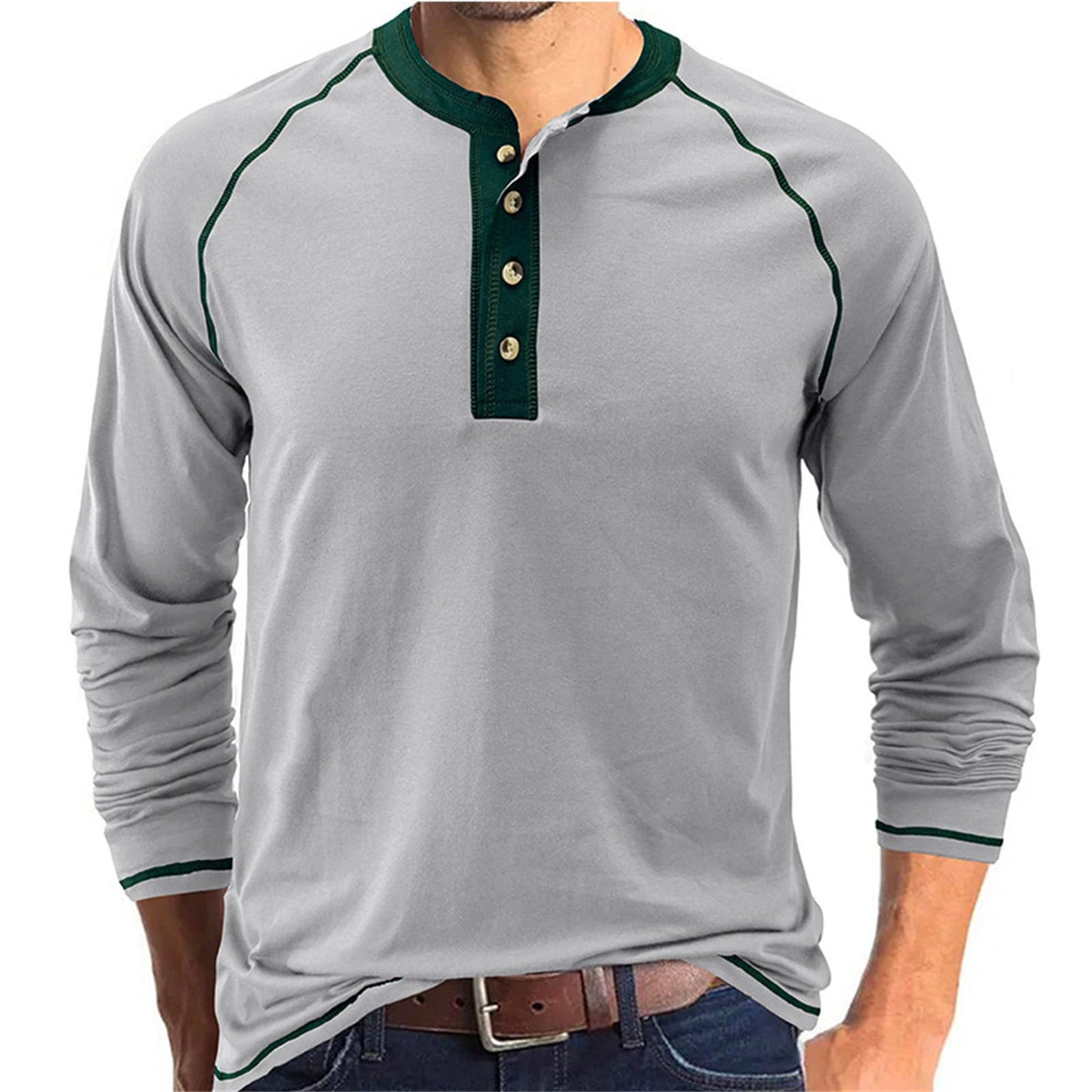 Mens Long Sleeve Thermal Underwear Henley Top