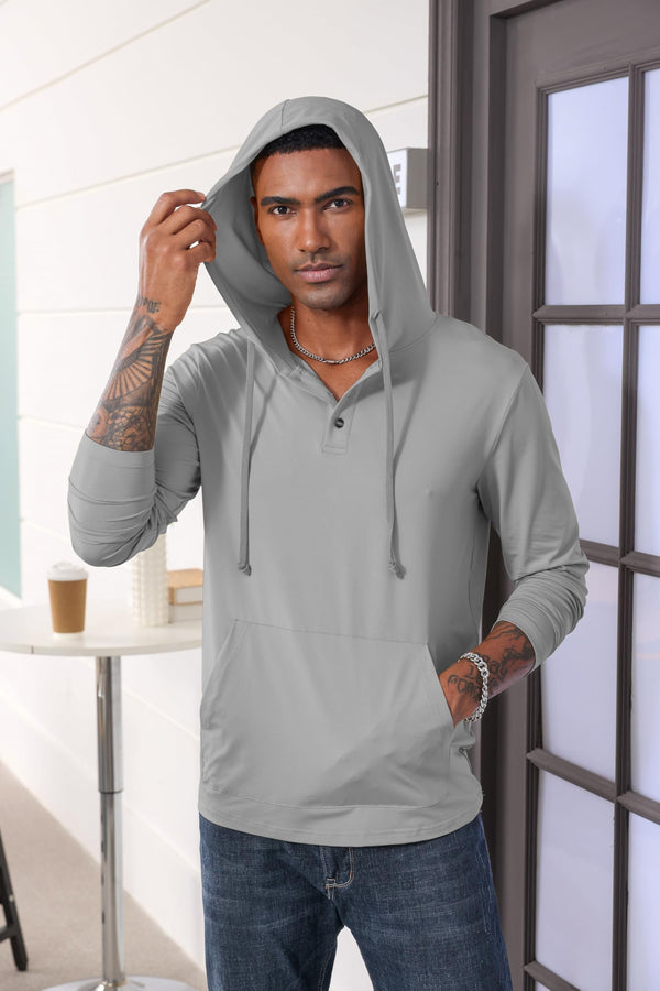 Mens Long Sleeve Drawstring Hooded