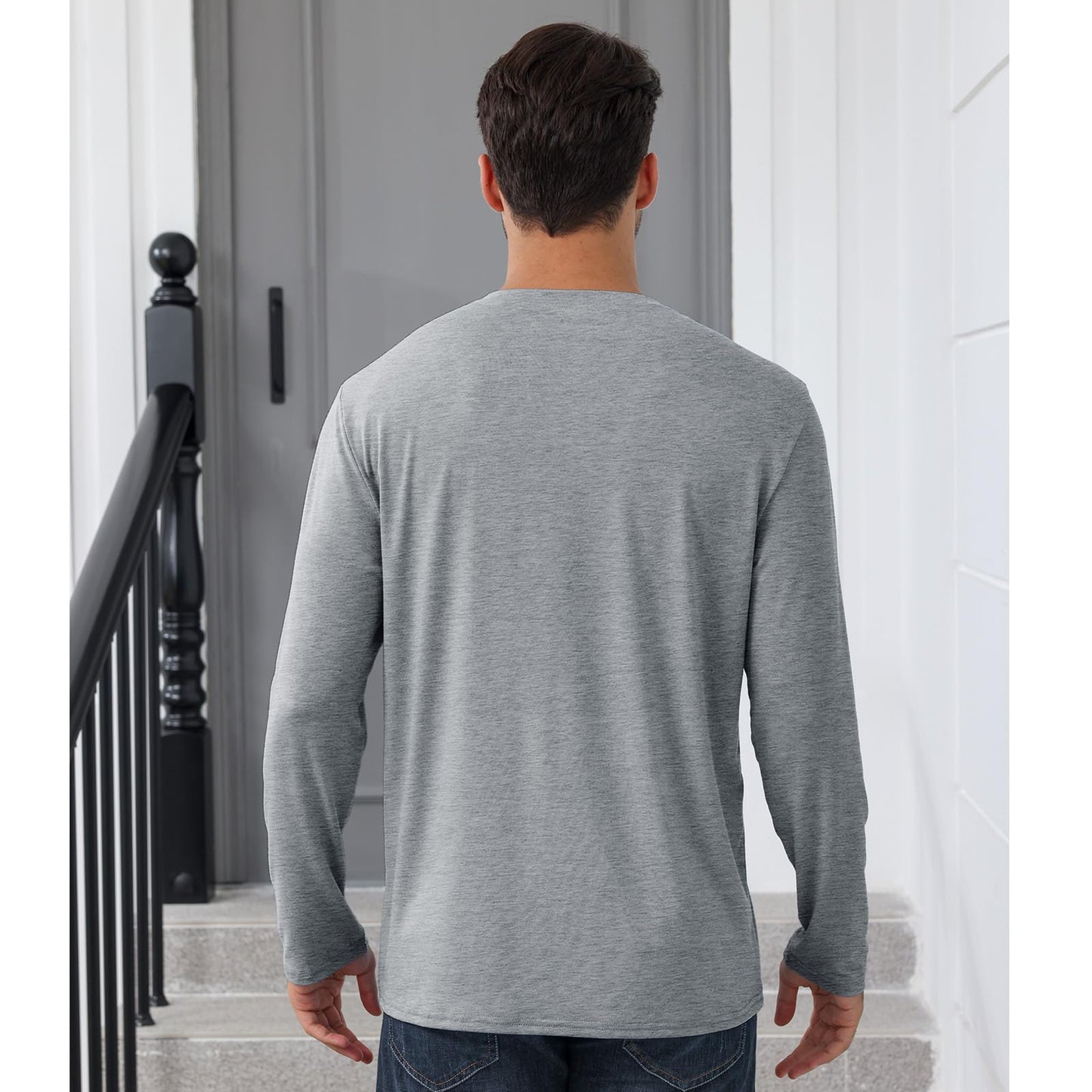 Mens Long Sleeve Soild Button Top
