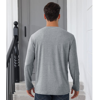 Mens Long Sleeve Soild Button Top