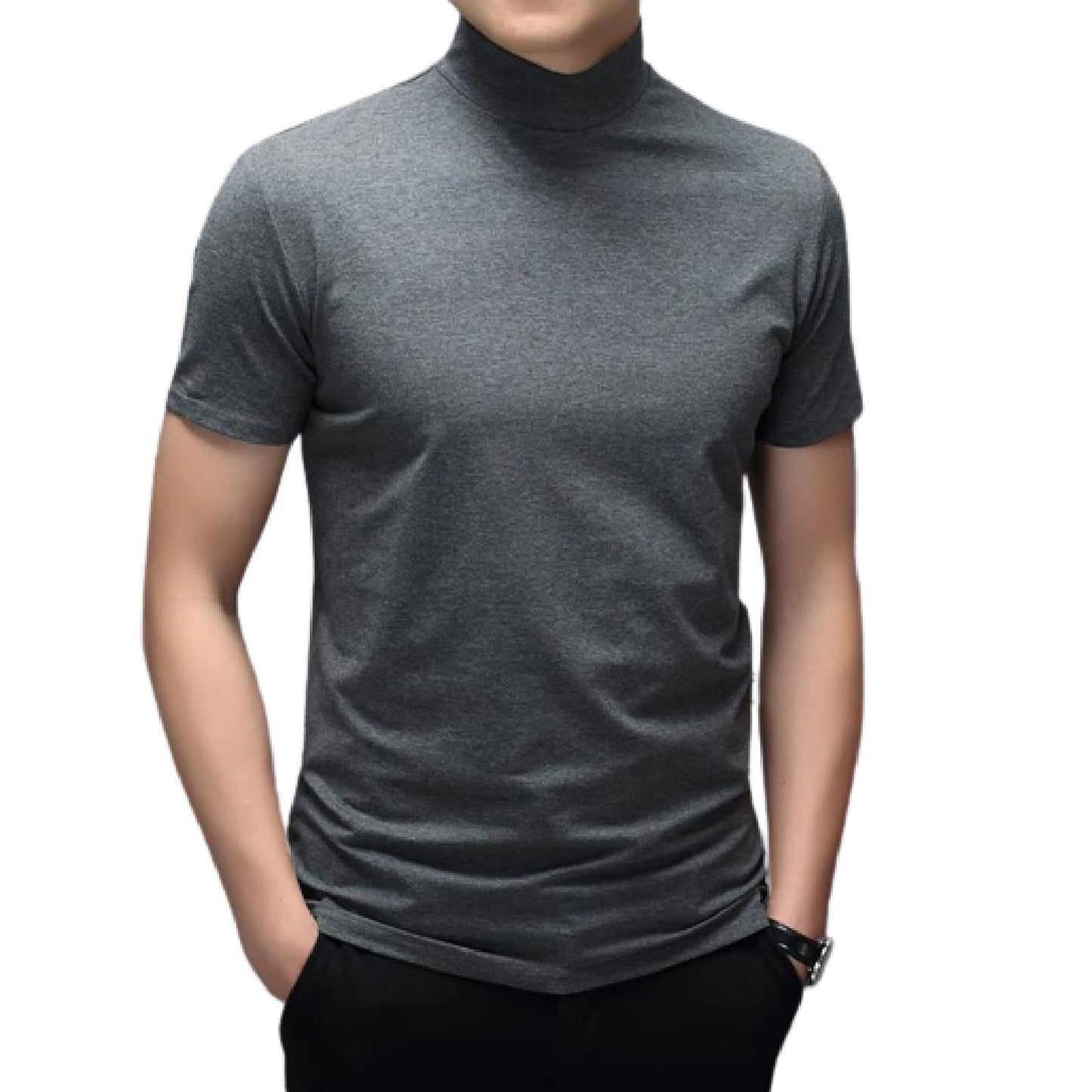 Mens Short Sleeve Turtleneck Tops