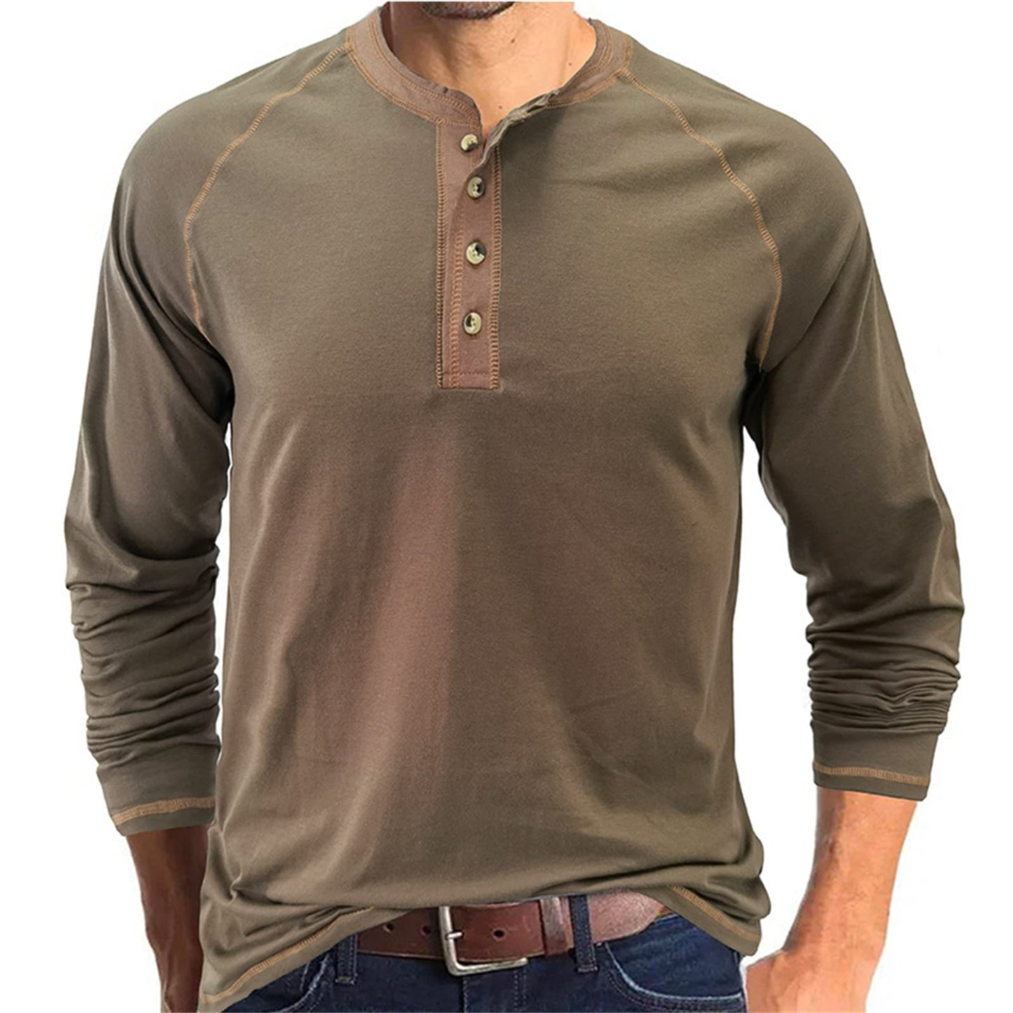 Mens Long Sleeve Thermal Underwear Henley Top
