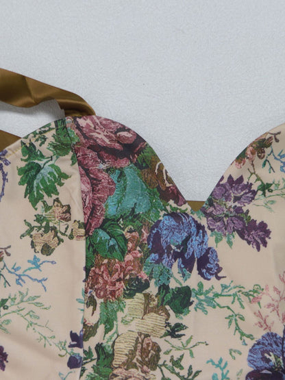 Two Pieces Print Lace-Up Cargo Pants Set