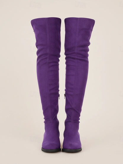 Suede Over-the-Knee Flat Riding Boots