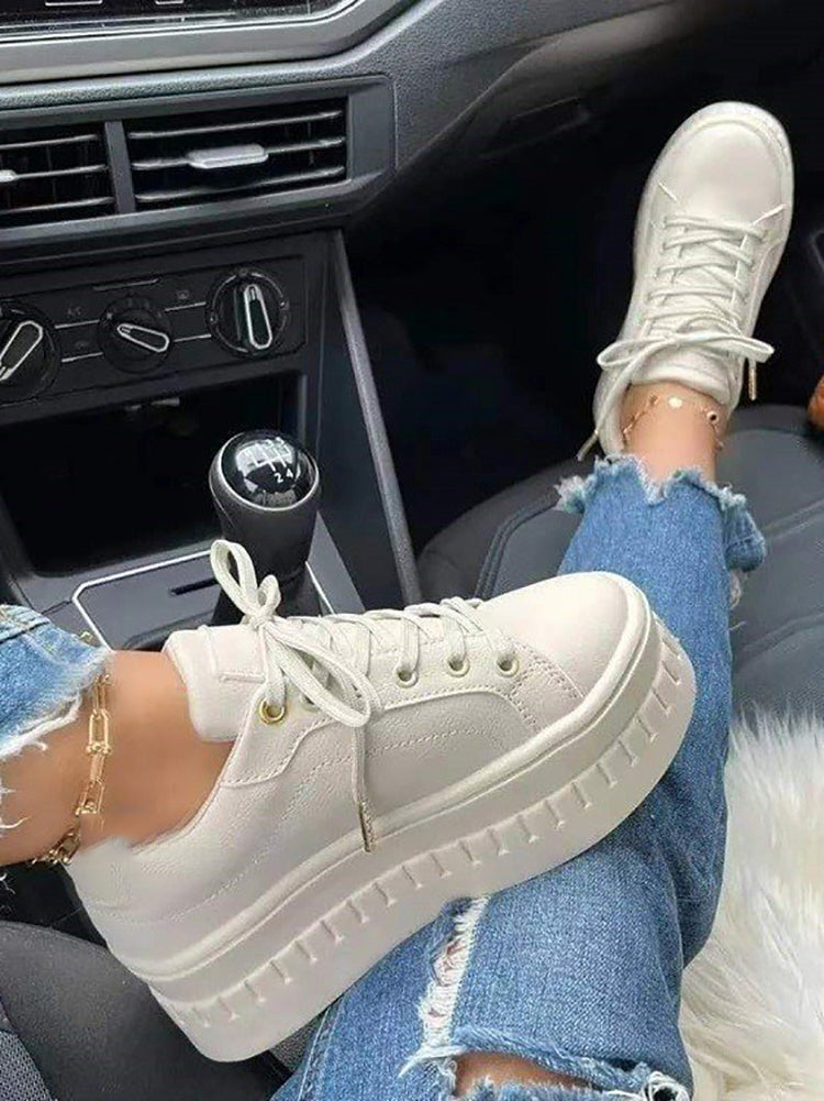 Zapatillas deportivas con plataforma gruesa de color liso 