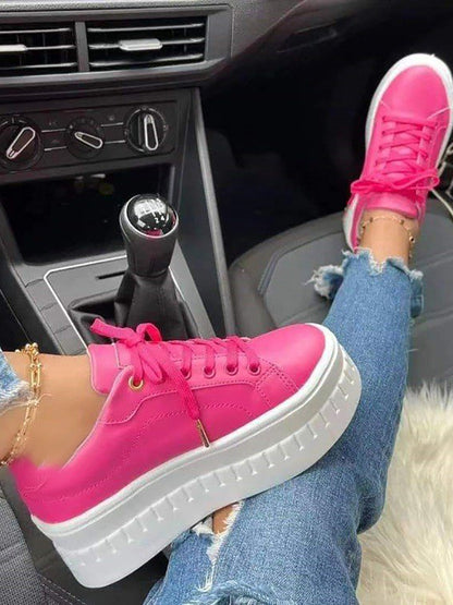 Zapatillas deportivas con plataforma gruesa de color liso 