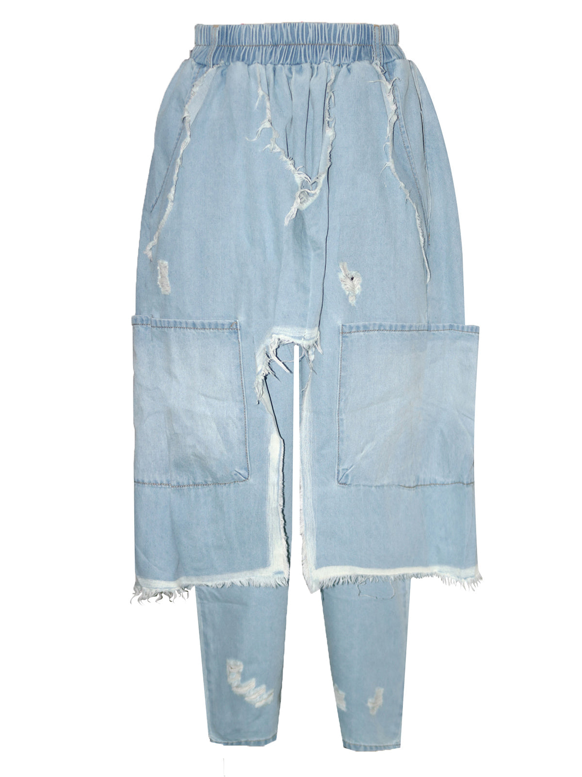 Distressed  Denim Harem Pants