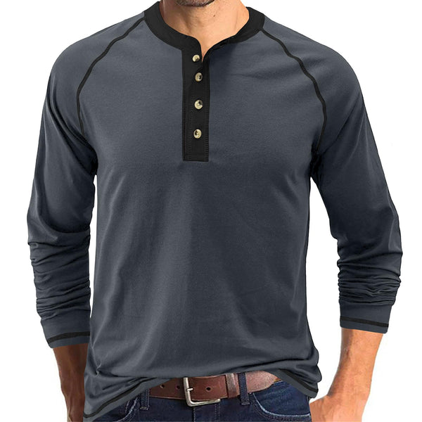 Ropa interior térmica de manga larga para hombre Henley Tops