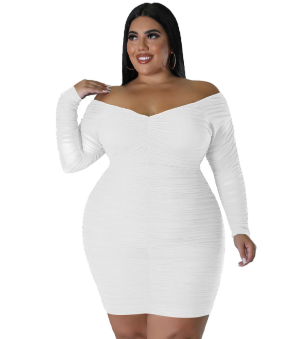 Mesh Patchwork Ruched Plus Size Mini Dress